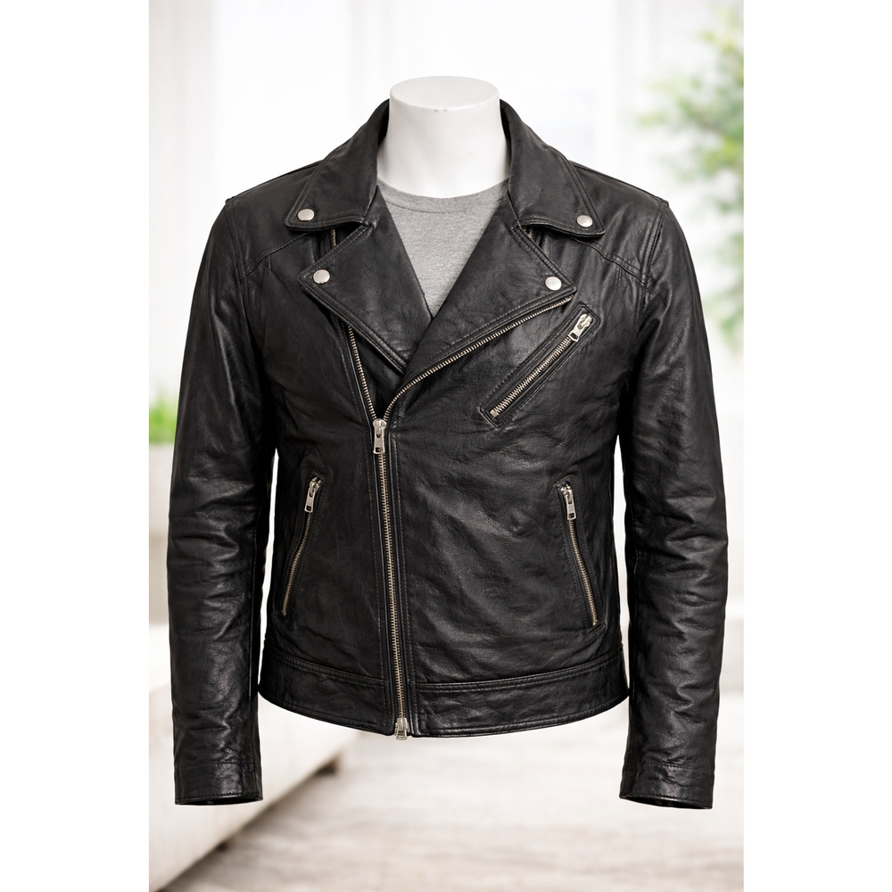 Milwaukee Leather Black Moto Biker Jacket Genuine Leather Large